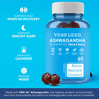 Complément alimentaire OEM Ashwagandha Gummies Mélange d'herbes Soutien Relaxation et amélioration de l'humeur Booster immunitaire 60 Gummies