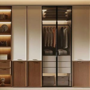 Armoires de chambre à coucher en bois de style européen simple, hauteur réglable, design moderne, panneau HDF personnalisé - Product Image 3