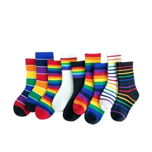 BX-F0142 Colorful Rainbow Socks Men Women Casual Designed Fashion Socks