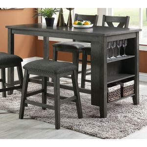 DB Modern rahat 1-Piece sayaç yüksekliği yüksek ahşap mutfak kahvaltı masa yemek odası için depolama rafları ile gri bitirmek - Product Image 1