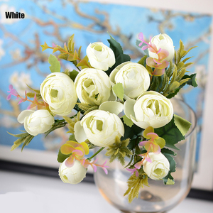 Bouquet di Boccioli di Rosa Artificiali, Mazzo di Fiori Finti con Foglie Verdi per Vasi Domestici, Decorazioni per Tavoli da Matrimonio, Vendita all'Ingrosso - Product Image 6