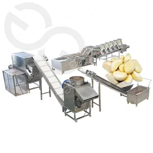 Küçük otomatik sarımsak soyma üretim hattı ticari sarımsak soyucu kabuğu sökücü makinesi sarımsak soyma makinesi