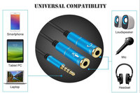 Cable auxiliar para auriculares, conector Jack de 3,5mm, 1 hembra a 2 macho, Cable divisor de Audio estéreo Y