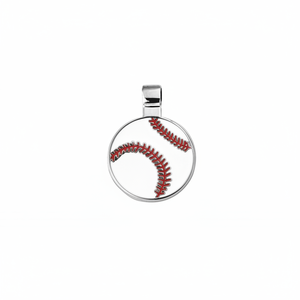 Ciondolo da baseball rotondo 23mm in argento, accessorio gioiello sportivo - Product Image 2