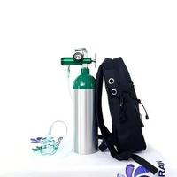 Botella de Aluminio Mini de 1L, 5L, 10L, 15L con Regulador de Oxígeno/Flujómetro/Humidificador/Bolsa/Cánula Nasal/Mascarilla de Oxígeno