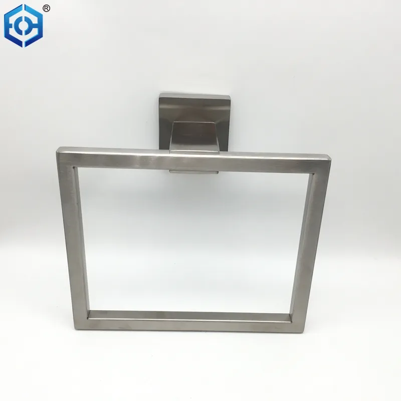 Supporto a parete semplice mano anello asciugamano quadrato in acciaio inox porta asciugamani da bagno