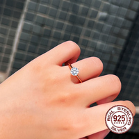 Brillanter Rundschliff 6,5mm Kubisches Zirkonia S925 Sterling Silber Hochzeits-Brautring für Damen Vergoldeter Schmuck
