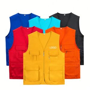 Gilet utilitaire surdimensionné pour homme OEM avec plusieurs poches, sans manches, pour la pêche et la chasse en plein air, logo personnalisé imprimé, tissu d'été - Product Image 4