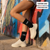 Chaussettes de sport personnalisées avec logo, pour femmes et hommes, en coton noir côtelé, chaussettes décontractées pour le skate, OEM, vente en gros, MOQ 1 paire