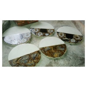 Marble With Natural Agate Exclusive <b>Round</b> <b>Table</b> <b>Top</b> - Product Image 1