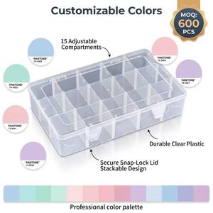 Caja de Almacenamiento de Plástico Ajustable de 15 Compartimentos con Divisores Extraíbles, Organizador Transparente para Joyas y Cuentas, para Manualidades - Product Image 3