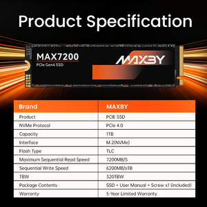 MAXBY 1TB M.2 NVMe PCIe 4.0 SSD 7200MB/s leescapaciteit voor gaming-pc, PS5, desktop, laptop, workstation - Product Image 6