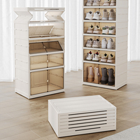 Organisateur de chaussures pliable à 9 niveaux, facile à installer, armoire à chaussures en plastique monobloc, organisateur de chaussures en plastique avec logo personnalisé