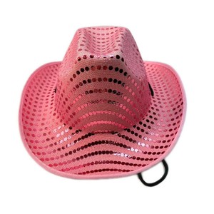 Chapeau de cowboy à paillettes scintillantes, chapeau de <span class=keywords><strong>cowgirl</strong></span> western avec sangle sous le menton pour cosplay et enterrement de vie de jeune fille - Product Image 1