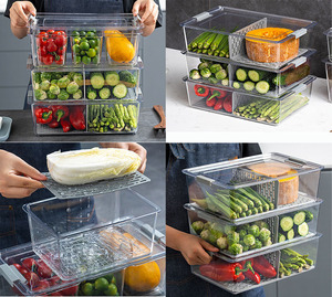 Conteneur de stockage des aliments, chambre de cuisine, réfrigérateur multifonction, gain de place, bacs de rangement avec plaque filtre - Product Image 5