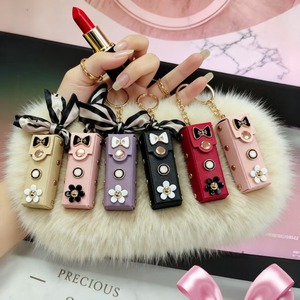 Factory Wholesale HM Fashion Mini Bow Lipstick-shaped PU Leather Eco-Friendly Washable Car <b>Keychain</b> Charm Women Handbag - Product Image 2