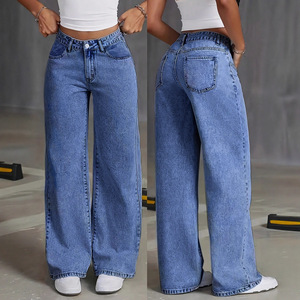 Jeans en denim <span class=keywords><strong>pour</strong></span> femmes, style doux et tendance, <span class=keywords><strong>taille</strong></span> haute, <span class=keywords><strong>grande</strong></span> <span class=keywords><strong>taille</strong></span>, coupe droite, ample, décontracté, pantalon d'été 145 - Product Image 2