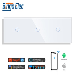 Interruptor De Luz De Toque Em Casa Inteligente-Painel De Vidro Touchmi Controle WiFi Alexa/Tuya Suporte Certificado CE <span class=keywords><strong>3</strong></span> <span class=keywords><strong>Gang</strong></span> Wifi Interruptor Inteligente - Product Image 3