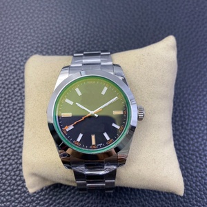 Montre de sport automatique haut de gamme pour homme, cadran en verre saphir vert, aiguille orange éclair, bracelet en acier inoxydable, montre-bracelet de luxe - Product Image 1