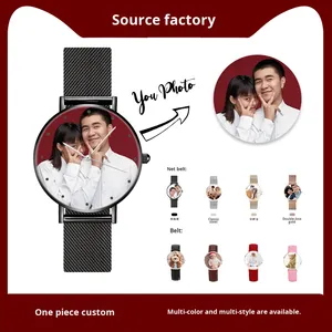 Tùy chỉnh hình ảnh in lưới thép không gỉ xem quay số 40mm Thạch anh cổ tay xem cho các cặp vợ chồng với 20mm hợp kim trường hợp và ban nhạc Chiều rộng - Product Image 5