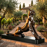 Sculpture de léopard en bronze massif sur mesure - Art animalier classique personnalisé, fabriqué sur commande