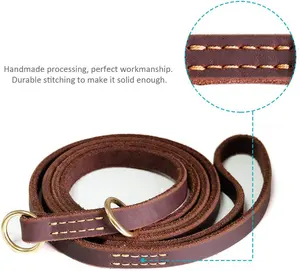High Quality Leather Dog Slip Leash Collar Multi-Function Pet Lead For Dogs