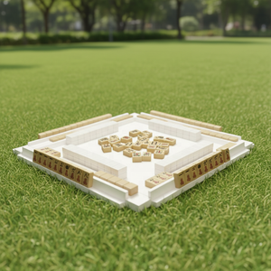 Nouvel Arrivage – Support de Mahjong Portable 4 Joueurs en Bois Massif, <span class=keywords><strong>Table</strong></span> de Jeu <span class=keywords><strong>ou</strong></span> Support de Cartes de Mahjong avec Poussoir Coloré - Product Image 3