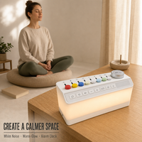 Jam Alarm Speaker Multifungsi ABS Modern dengan Lampu Malam Ambient Warna-warni, Kecerahan Dapat Disesuaikan untuk Ruang Tamu