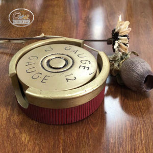 مجموعة حاملات أكواب من الراتنج على شكل خرطوش بندقية عيار <span class=keywords><strong>12</strong></span> مع قاعدة، هدية للصيد والثقافة الغربية - Product Image 3