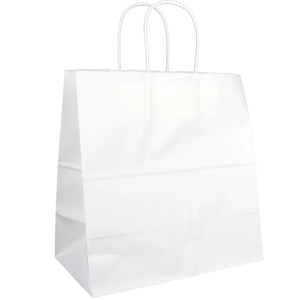 カスタム衣類キャリー包装バッグフラットハンドルはあなた自身のロゴが付いた茶色のクラフト紙バッグを運ぶ