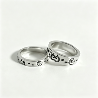 Großhandel Silber Paar-Ringset Damen Cartoon Gravierter Ring Anlaufgeschützt Passend für Sie und Ihn Versprechen Hochzeit Modeschmuck