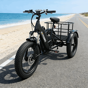 Tricycle électrique pour adultes, 7 vitesses, 20/24 pouces, vélo électrique avec <span class=keywords><strong>remorque</strong></span> de transport, pneus larges, tricycle électrique à 3 roues, vélo cargo électrique - Product Image 4
