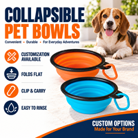 Bol pliable pour chien, bol portable pliable pour nourriture et eau pour animaux de compagnie, bol de voyage en TPR avec mousqueton en option pour chiens et chats