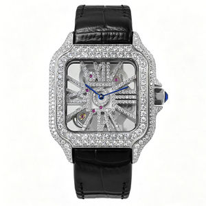 Reloj Mecánico de Diseño Premium, Personalizado con Moissanita VVS, Estilo Hip Hop, Esqueleto con Incrustaciones - Product Image 1