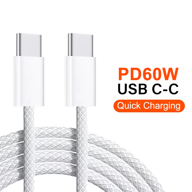 Justlink 60W PD USB-C to USB-C Fast Charging Type-C Data Line Cable for Iphone Samsung Smartphone