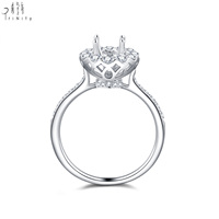 Bague Halo Romantique Haut de Gamme en Or Massif 18K avec Diamant Naturel Véritable, Monture Semi-Préencastée, Bague de Fiançailles pour Anniversaire de Mariage Femme