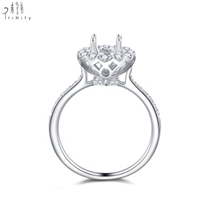 Anillo de diamante natural real de compromiso de joyería muy fina Anillo de montaje semi hecho en oro blanco sólido de 18 quilates para regalo de mujer - Product Image 3