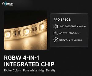 Bande <span class=keywords><strong>LED</strong></span> RGBW 4-en-1 DC 12V/24V, 60/96 <span class=keywords><strong>LED</strong></span>/m SMD5050, CRI 90+ Blanc Pur, Ruban Flexible à Changement de Couleur RGB, PCB 12mm - Product Image 4