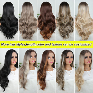 Perruques en cheveux synthétiques naturels Julianna Kanekalon Futura <span class=keywords><strong>Body</strong></span> Wave Ombre Colorées Sans colle Lace Front Fibre pour femmes - Product Image 5