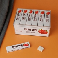 Fruity Chew Strawberry Gummy Candy Fruit Flavor Chewy Soft Candy with Sugar Individual Stick Pack Clear Display Box Wholesale