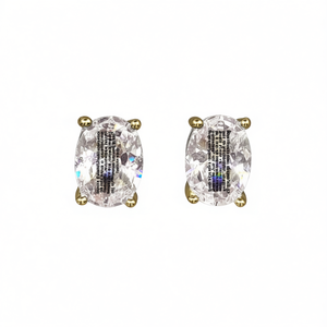 Boucles d'oreilles en or blanc E1498 avec diamants ovales naturels, bijoux classiques pour femmes - Product Image 1