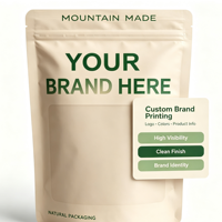 Ecologisch verantwoorde, op maat bedrukte kraft stand-up pouch, hersluitbare ritssluiting, natuurlijke papieren voedselverpakking voor koffie, thee, noten