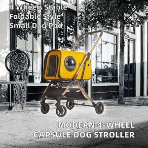 Meistverkaufter Faltbarer Moderner Glas-<span class=keywords><strong>Trolley</strong></span> mit 4 Rädern, Kapsel-Haustierwagen für Kleine Hunde - Product Image 2