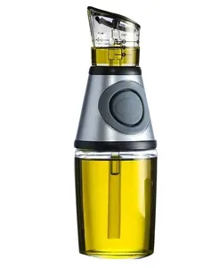 Dispensador de aceite y vinagre, botella de 8,5 oz/250ml, a prueba de fugas, prensa de vidrio y medida de aceite y vinagre