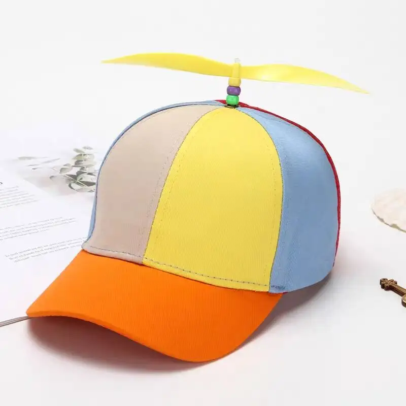 Wholesale Kids and Adult Helicopter Propeller Baseball Caps Colorful Patchwork Cap Hat Bamboo Dragonfly Parent-child Snapback Ca