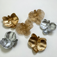 Tête de fleur artificielle en or et argent métalliques, fausse orchidée, décoration de chaussures, accessoires de chaussures DIY, décorations de vêtements de mariage