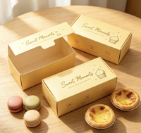 Boîte d'emballage personnalisée vide en carton pliable de qualité supérieure pour macarons, tartes aux œufs, biscuits, pâtisseries et produits de boulangerie