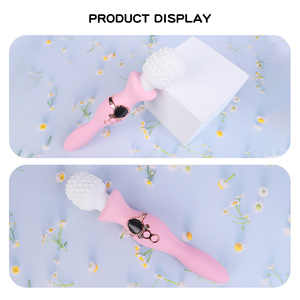 Vibromasseur baguette magique 9 vitesses 9 fréquences, stimulateur clitoridien double tête, jouet sexuel en silicone flexible à 360° pour femmes - Product Image 1