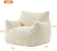 Promotion Fauteuil monoplace en velours côtelé, canapé moelleux, pouf géant, fauteuils de relaxation, mobilier de salon contemporain