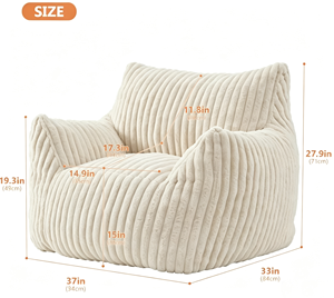 Sillón Individual en Oferta, Sofá Suave de Corduroy, Puff Gigante, Sillas Relajantes, Muebles Contemporáneos para Sala de Estar - Product Image 4